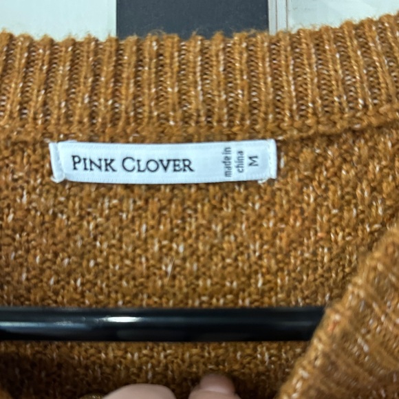 Pink Clover Textured Crewneck Sweater in Warm Brown - Picture 2 of 3
